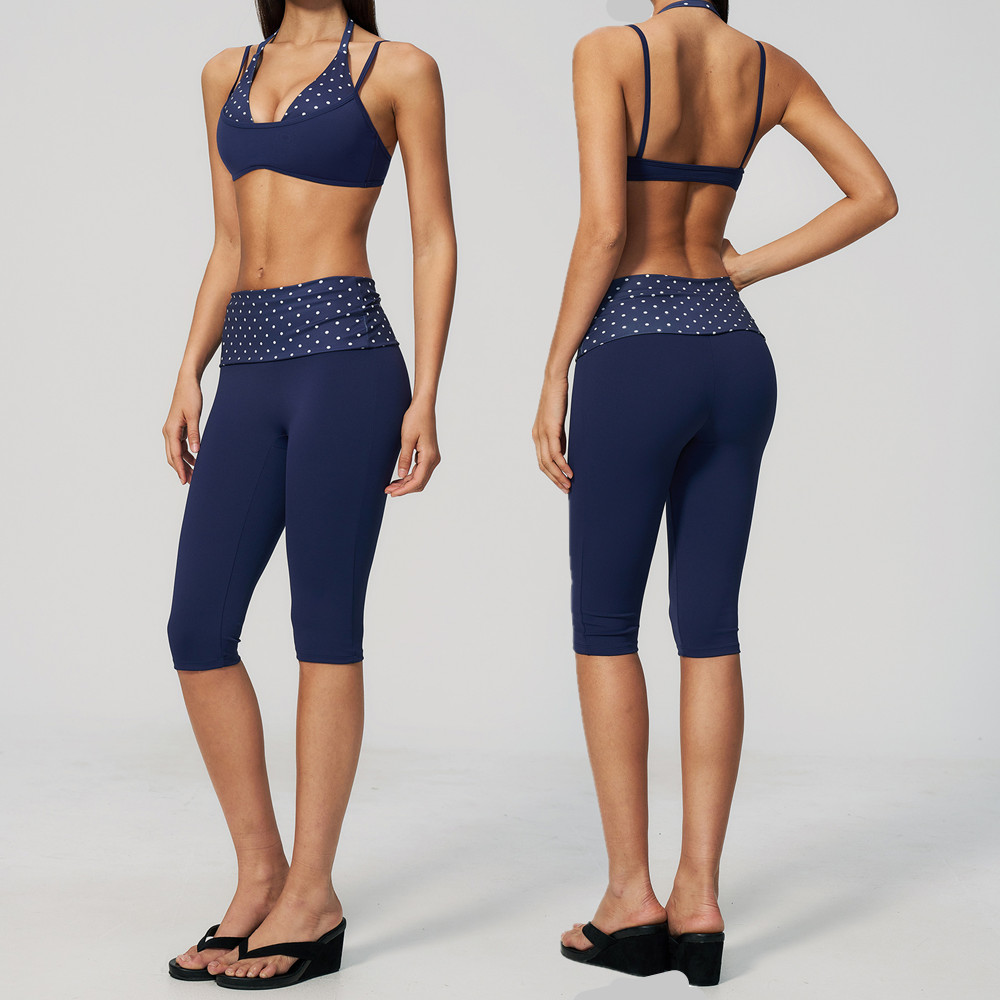 Polka Dot Women Strap Halter Y - Pilates Yoga Wrap Top ulasan dan harga
