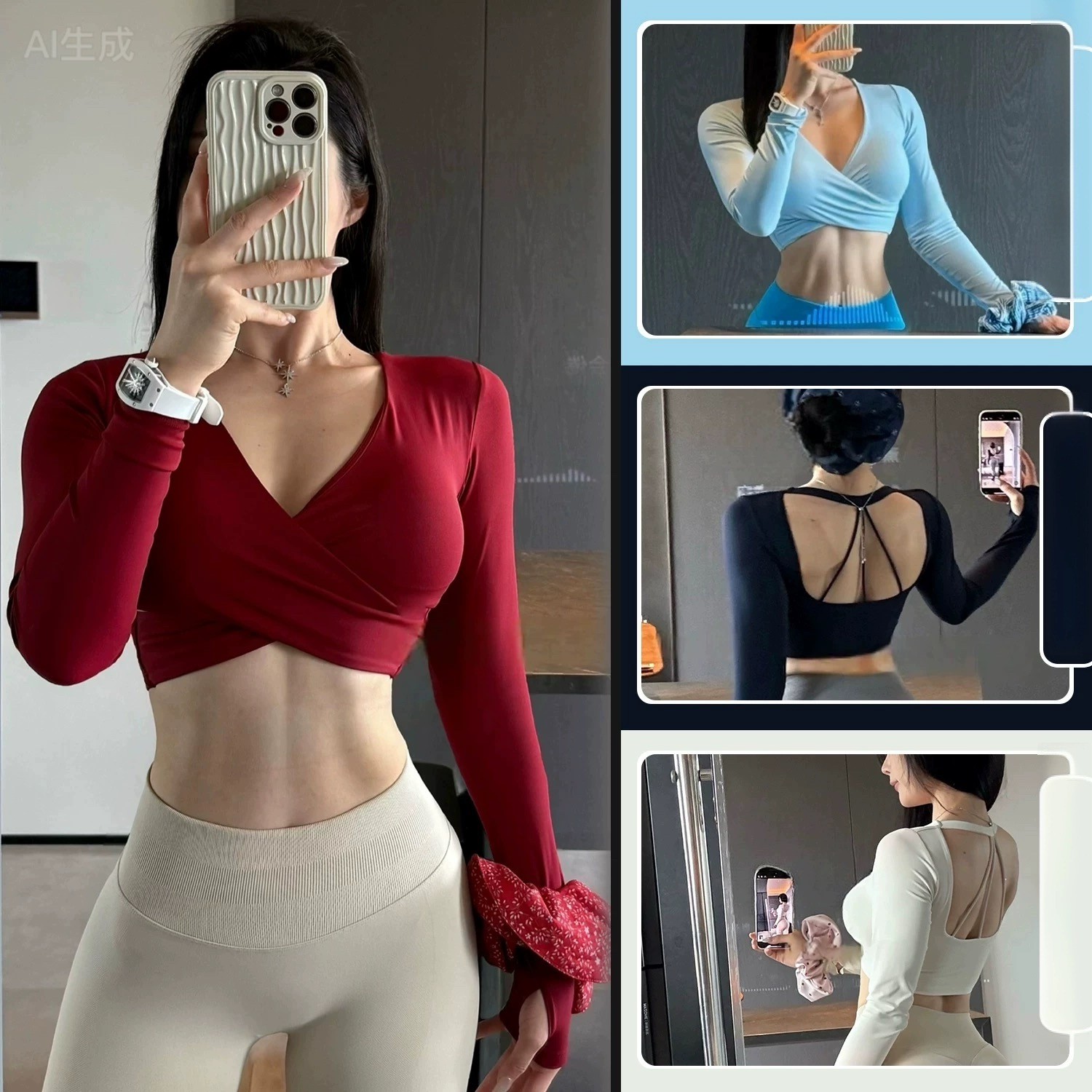 Long-sleeved Yoga Sports Fitne - Pilates Yoga Wrap Top ulasan dan harga